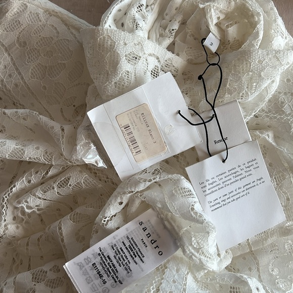 NWT Sandro Paris Hamia Lace Top Blouse Size 3 White - Picture 12 of 12
